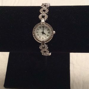 Anne Klein II Silvertone Marcasite Ladies Watch